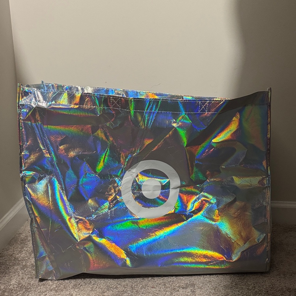 Target Holographic Iridescent Tote Bag - Silver with Rainbow Sheen